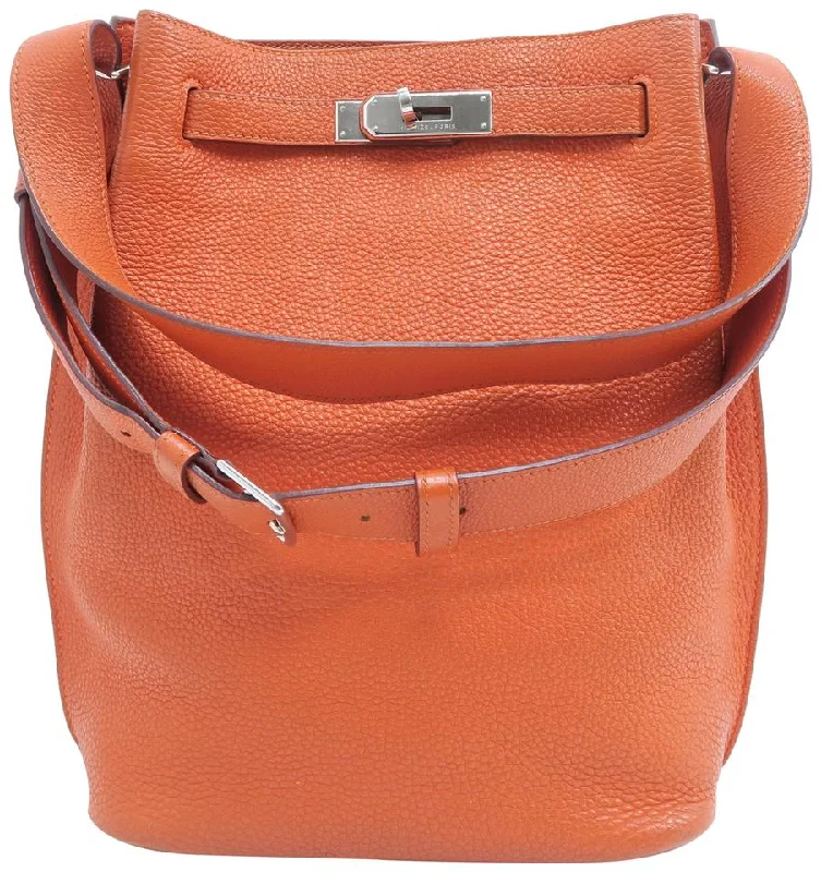 Hermès Kelly Bags with a back - pocket for additional storageHermès So-Kelly Kelly 22 Tote Oranged Togo Cross Body Bag